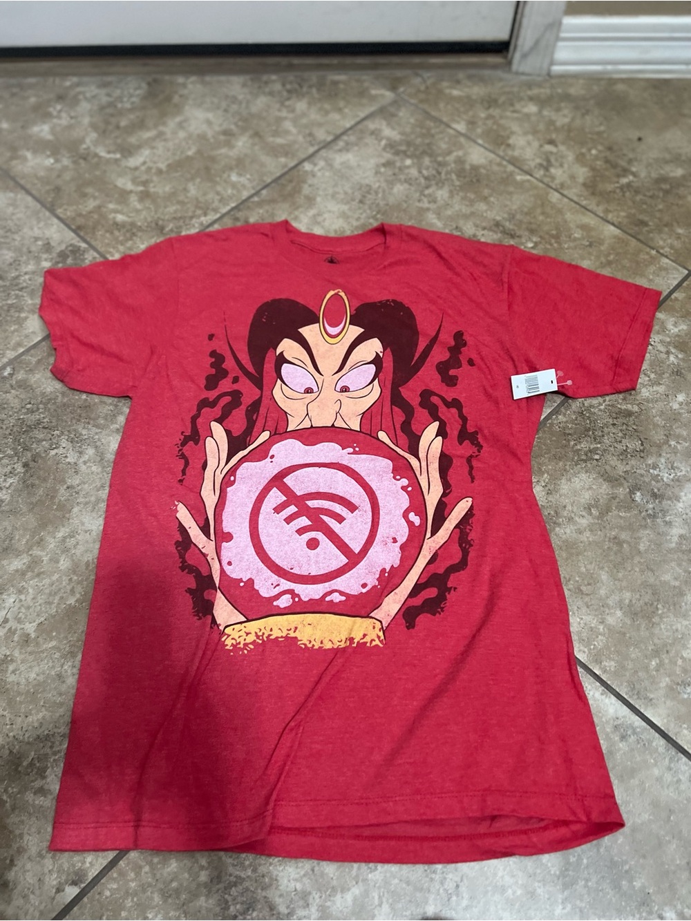 Disney Red Graphic Short Sleeve Tee with Pink and Black Art